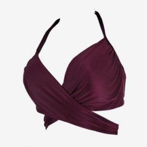 NWOT Victoria's Secret Swim The Wrap Halter Top BURGUNDY 32A